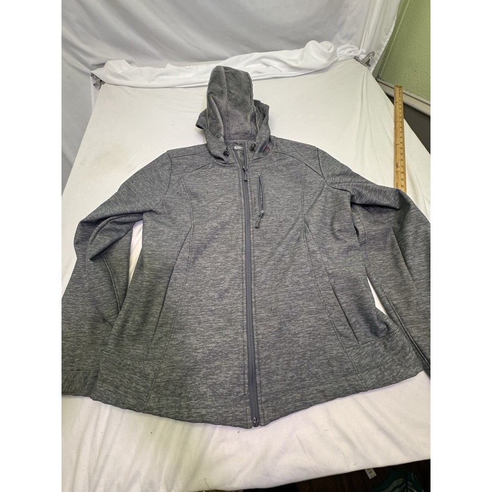 ZeroXposur Women Dark Gray Fleece Lined Softshell Jacket Coat ZipUp Large Hood